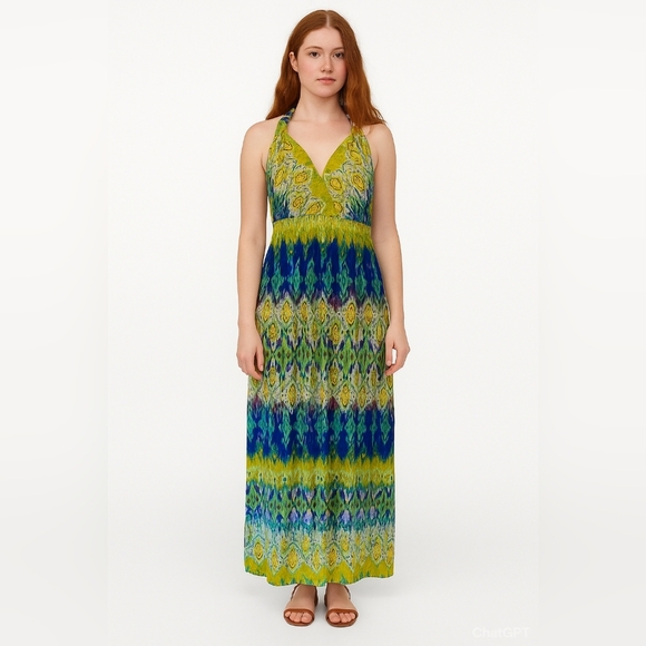 Cleo Petites/ Sleeveless maxi dress/ Vibrant summer colours/ Beading/  Size US S - Picture 1 of 10